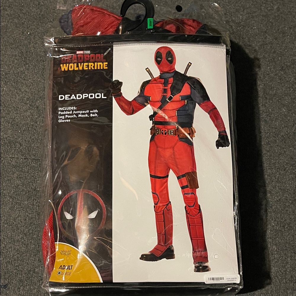 NWT Adult Marvel Wolverine Deadpool Red and Black Costume Set